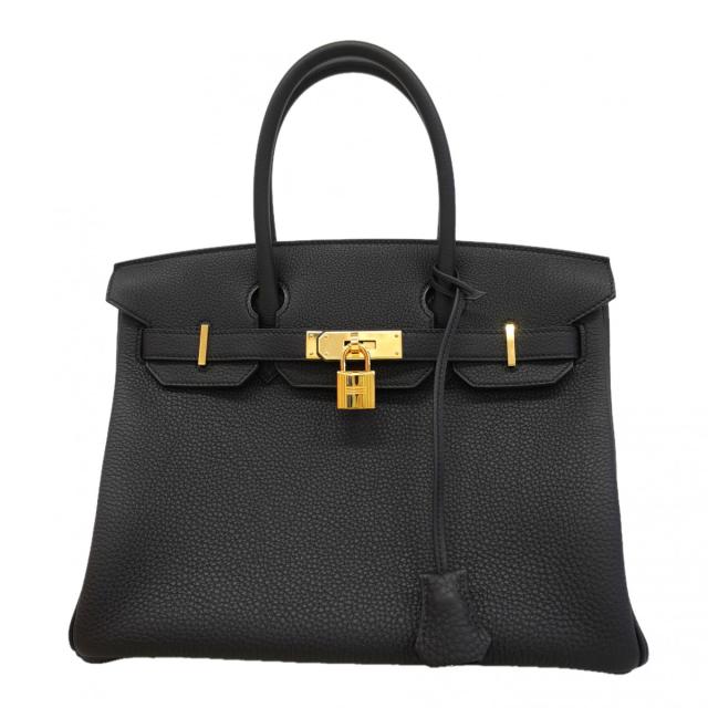 【6fc4406-g】エルメス ハンドバック 赤ちょうちんキン30 トゴ 黒いこと ゴールド金具 K目じるし【中古】レディース
