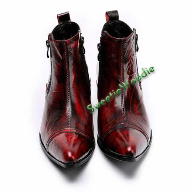 ウエスタンブーツ メンズ 本革 ショートブーツ 牛革 革靴 サイドファスナー ドレスシューズ ビジネスシューズ 紳士靴 ポインテッドトゥ ウエスタンブーツ メンズ 本革 ショートブーツ 牛革 革靴 サイド