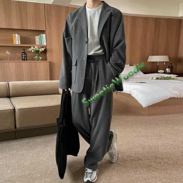 セットアップ メンズ スーツ メンズファッション 秋 冬 秋服 冬服 上下 テーラードジャケット 上下セット カジュアルセットアップ テーパードパンツ ストレッチ ブラック ベージュ チャコール グレー グレージュ ネイビー ブラウン ブルー ポリエステル 綿_1