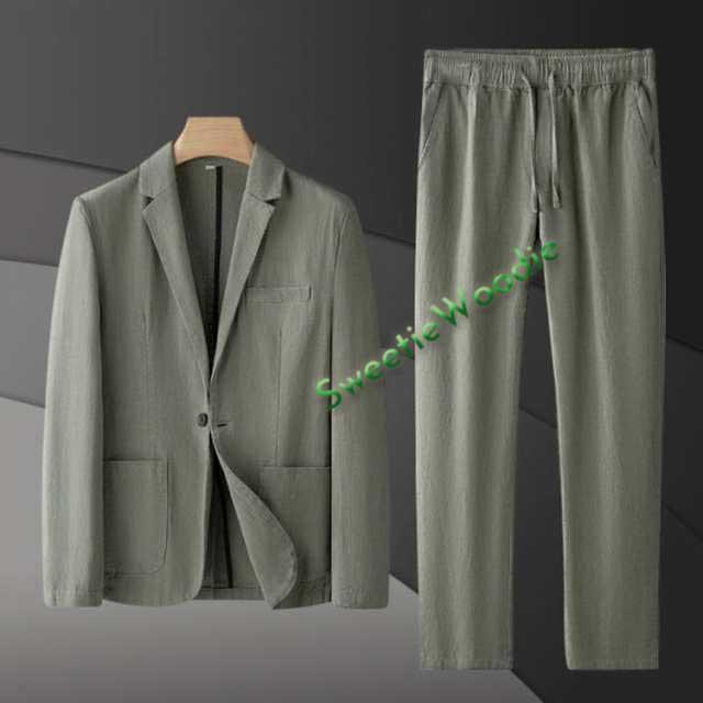 全7色 スーツ メンズ セットアップ 上下 メンズ リネン 長袖