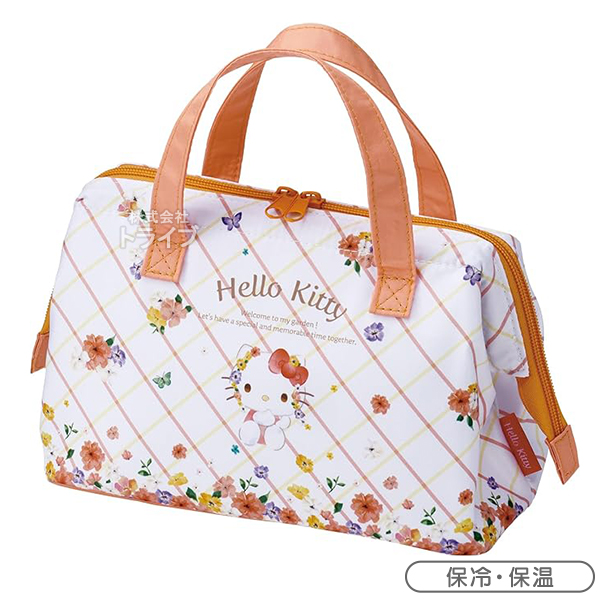 ハローキティ パステル花柄 お買得４点セット ４点ロック ２段お弁当箱 コンビ 水筒360ml ランチバッグ セット_3