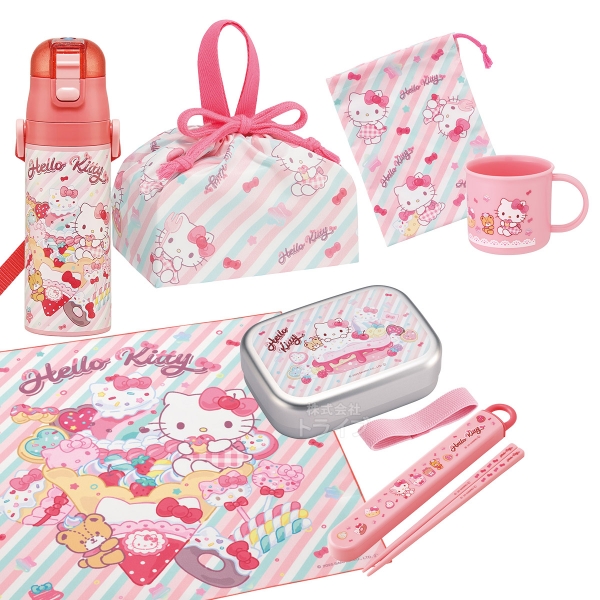 ハローキティ 26 お買得７点セット アルミお弁当箱 370ml 箸＆箸箱 コップ コップ袋 水筒 巾着 ランチクロス