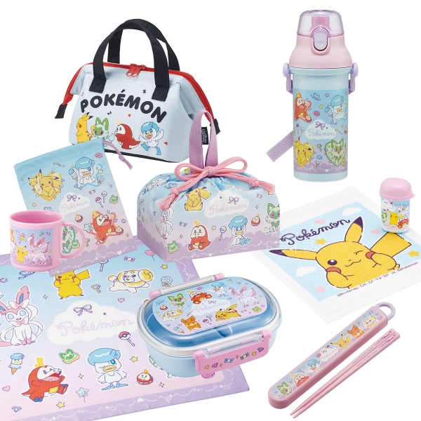 ポケモン ファンシータイム お買得９点セット お弁当箱 中子付 360ml 箸＆箸箱 巾着 プラ水筒 コップ コップ袋 おしぼり ランチクロス ランチバッグS