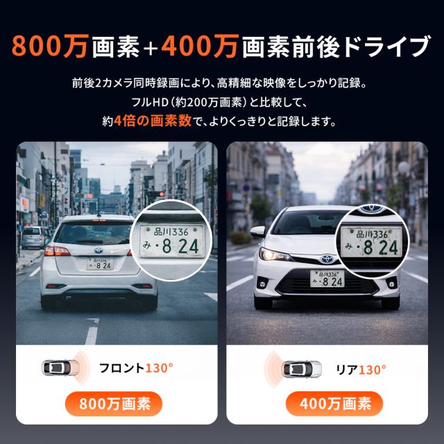 【2026年最新】ドライブレコーダー 前後2カメラ 4K高画質 WiFi対応 GPS搭載 駐車監視対応 HDR/WDR搭載 広角レンズ フルHD録画 常時録画 衝撃録画 高性能ドラレコ 専用アプリ_3