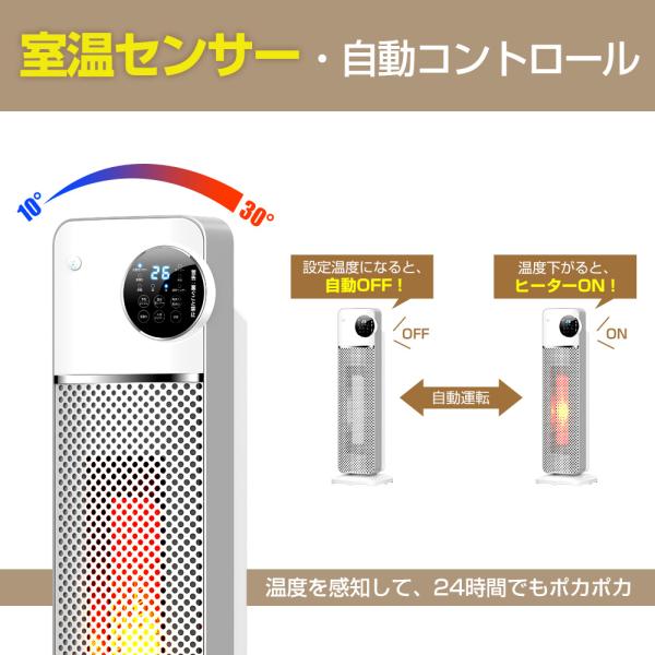 2025最新・人感機能付き】 ヒーター セラミックヒーター タワー