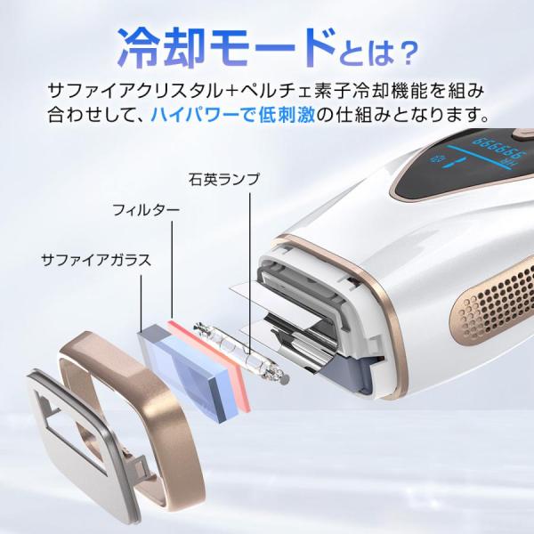 脱毛器 光美容器 フラッシュ サファイア冷却 IPL光脱毛器 全身脱毛 サロン級 99万発 9段階レベル 3モード 連続照射 VIO対応 顔 ワキ_7