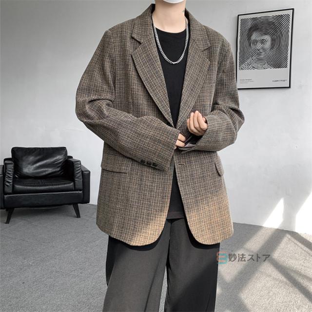 チェック テーラードジャケット メンズ 秋 秋服 長袖 テーラード チェック テーラードジャケット メンズ 秋 秋服 長袖 テーラード