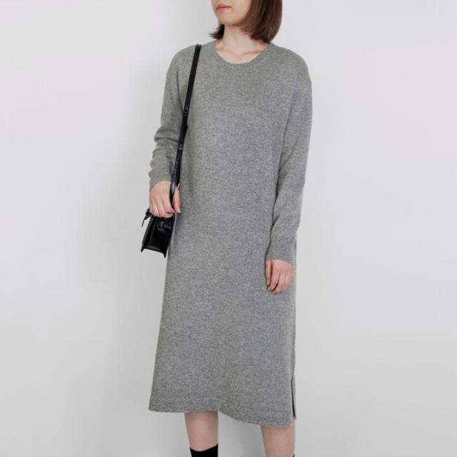 PRODIGAL ニット ワンピース カシミヤ ロング 日本製 フリーサイズ 秋 冬 長袖 クルーネック カシミア スリット シンプル 五泉ニット カシミヤ100％クルーネックワンピース_16