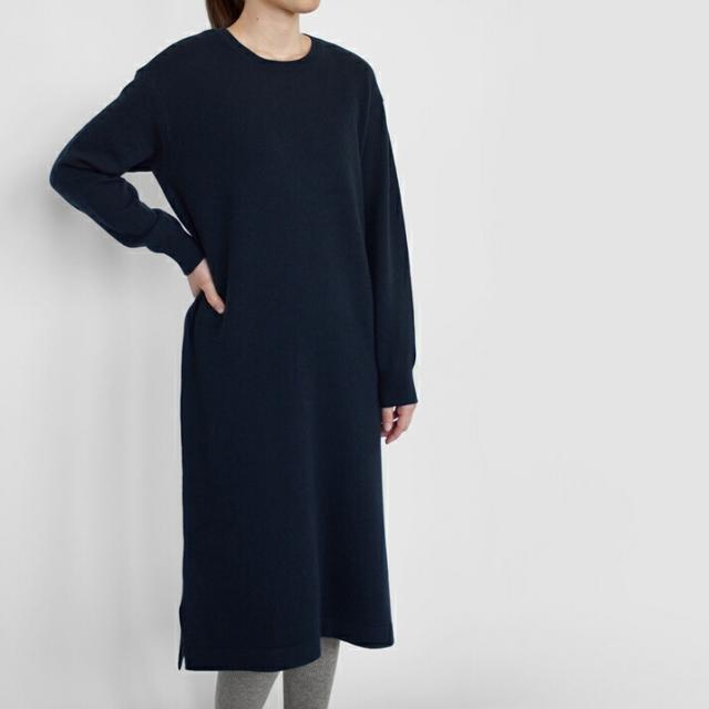 PRODIGAL ニット ワンピース カシミヤ ロング 日本製 フリーサイズ 秋 冬 長袖 クルーネック カシミア スリット シンプル 五泉ニット カシミヤ100％クルーネックワンピース_12