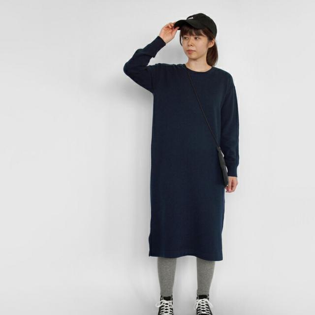 PRODIGAL ニット ワンピース カシミヤ ロング 日本製 フリーサイズ 秋 冬 長袖 クルーネック カシミア スリット シンプル 五泉ニット カシミヤ100％クルーネックワンピース_14