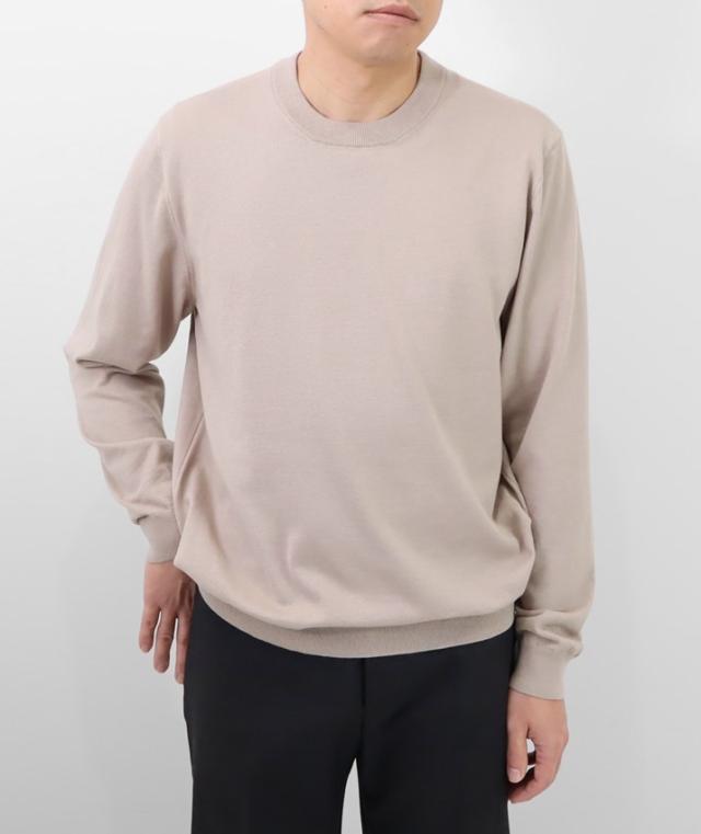 PRODIGAL メンズ セーター クルーネック 綿 カシミア 日本製 M L 春 秋 冬 ニット 丸首 長袖 無地 五泉ニット メンズコットンカシミヤクルーネックセーター