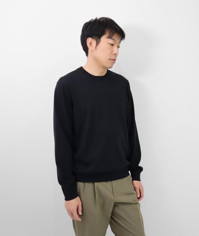 PRODIGAL メンズ セーター クルーネック 綿 カシミア 日本製 M L 春 秋 冬 ニット 丸首 長袖 無地 五泉ニット メンズコットンカシミヤクルーネックセーター