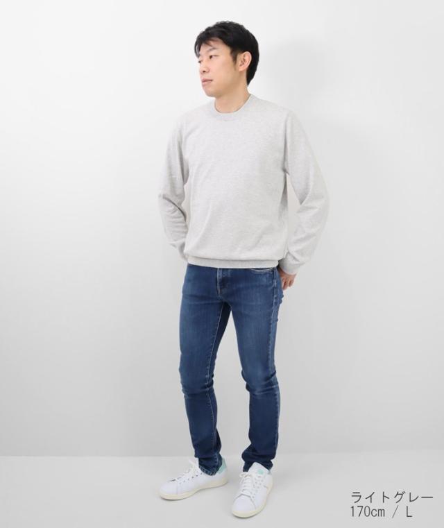 PRODIGAL メンズ セーター クルーネック 綿 カシミア 日本製 M L 春 秋 冬 ニット 丸首 長袖 無地 五泉ニット メンズコットンカシミヤクルーネックセーター
