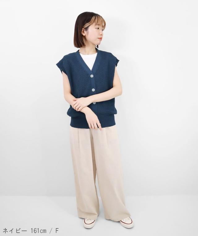 PRODIGAL サマーニット ベスト Vネック レディース 日本製 春 夏 和紙 シンプル レイヤード トップス フリーサイズ 五泉ニット ペーパーヤーン片畦ベスト_4
