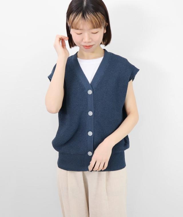 PRODIGAL サマーニット ベスト Vネック レディース 日本製 春 夏 和紙 シンプル レイヤード トップス フリーサイズ 五泉ニット ペーパーヤーン片畦ベスト_1