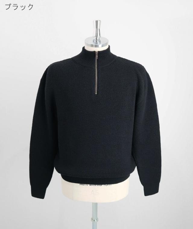 nacnarumade メンズ ニット ハーフジップ セーター ウール 100% 秋冬
