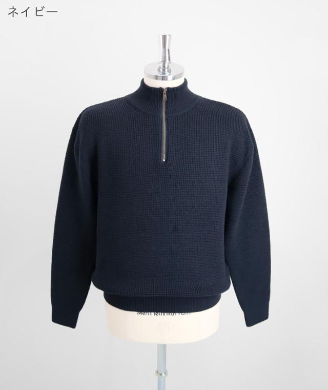 nacnarumade メンズ ニット ハーフジップ セーター ウール 100% 秋冬