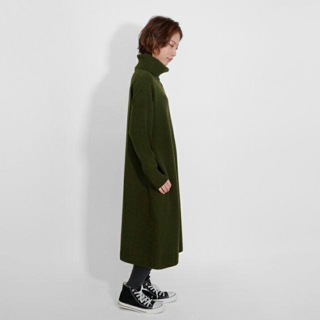 PRODIGAL ニット ワンピース タートルネック 秋 冬 日本製 ウール カシミヤ フリーサイズ レディース オフタートル シンプル ウールカシミヤワンピース_10