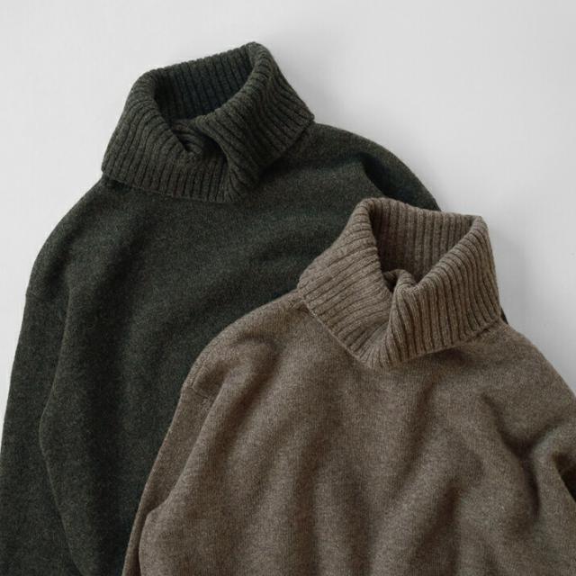PRODIGAL ニット ワンピース タートルネック 秋 冬 日本製 ウール カシミヤ フリーサイズ レディース オフタートル シンプル ウールカシミヤワンピース_3