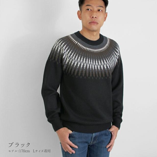 PRODIGAL フェアアイル ニット メンズ セーター ジャガード 秋 冬 日本製 M L 長袖 厚手 ノルディック ウール ローゲージ メンズフェアアイル柄プルオーバー_12
