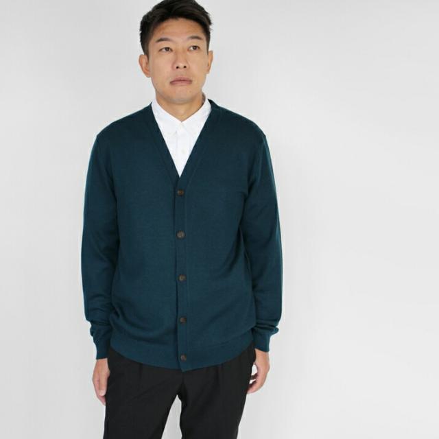 PRODIGAL メンズ カーディガン ウール100% 日本製 M L 冬 薄手 秋 ビジネス ニット 長袖 無地 五泉ニット ウール100％メンズカーディガン