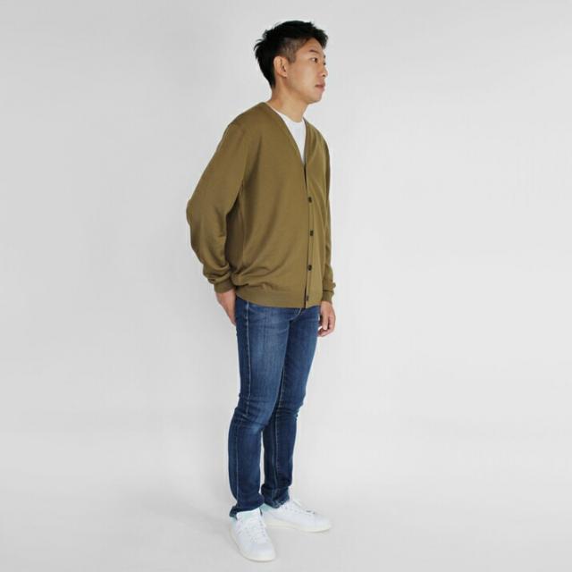PRODIGAL メンズ カーディガン ウール100% 日本製 M L 冬 薄手 秋 ビジネス ニット 長袖 無地 五泉ニット ウール100％メンズカーディガン