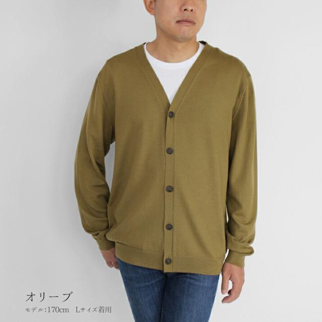 PRODIGAL メンズ カーディガン ウール100% 日本製 M L 冬 薄手 秋 ビジネス ニット 長袖 無地 五泉ニット ウール100％メンズカーディガン