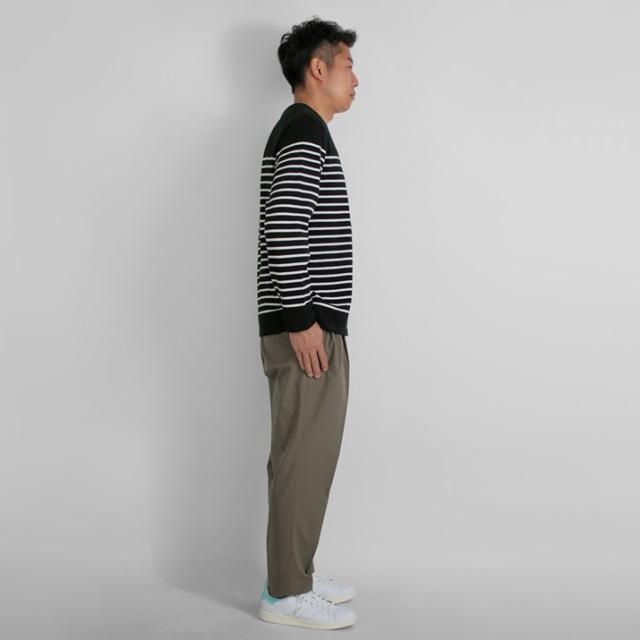PRODIGAL メンズ パネルボーダー ロンT 長袖 春 ニット 日本製 M L ボーダー シンプル 綿 カシミア 五泉ニット メンズコットンカシミヤパネルボーダープルオーバー