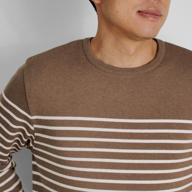 PRODIGAL メンズ パネルボーダー ロンT 長袖 春 ニット 日本製 M L ボーダー シンプル 綿 カシミア 五泉ニット メンズコットンカシミヤパネルボーダープルオーバー