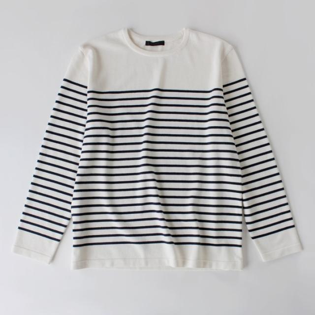 PRODIGAL メンズ パネルボーダー ロンT 長袖 春 ニット 日本製 M L ボーダー シンプル 綿 カシミア 五泉ニット メンズコットンカシミヤパネルボーダープルオーバー
