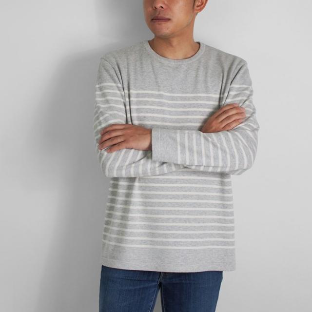 PRODIGAL メンズ パネルボーダー ロンT 長袖 春 ニット 日本製 M L ボーダー シンプル 綿 カシミア 五泉ニット メンズコットンカシミヤパネルボーダープルオーバー