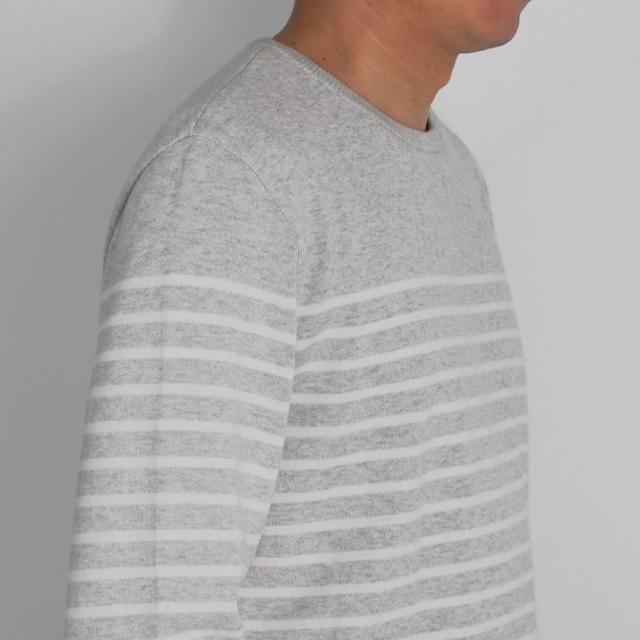 PRODIGAL メンズ パネルボーダー ロンT 長袖 春 ニット 日本製 M L ボーダー シンプル 綿 カシミア 五泉ニット メンズコットンカシミヤパネルボーダープルオーバー