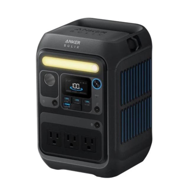 Anker Solix C300 Portable Power Station ポータブル電源 288Wh 小型軽量 1.1時間満充電 高出力AC(定格300W/瞬間最大600W/SurgePad 500W 3ポート)ストラップ付属 アプリ遠隔操作 リン酸鉄 蓄電池(ブラック) 国内正規品 A1722511