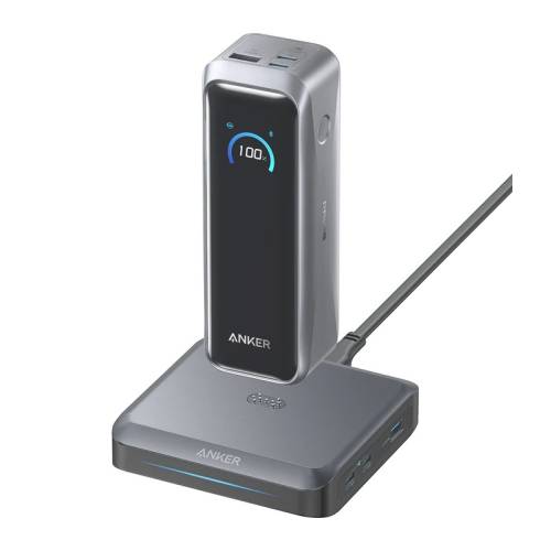 Anker Prime Power Bank(20100mAh 220W) with Anker Prime Charging Base(150W 3 Ports) モバイルバッテリー 充電スタンドセット 最大6台同時充電 単ポート最大140W急速充電 USB-C対応 ブラック 国内正規品 B110B511