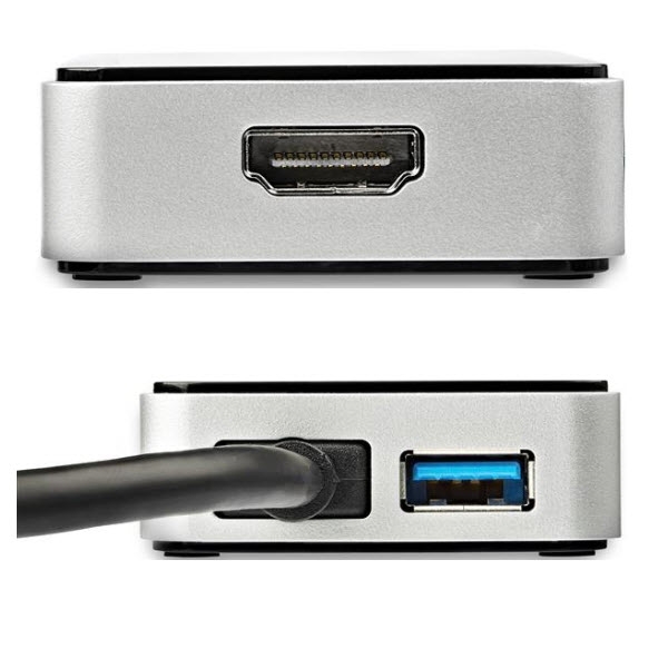 StarTech マルチポートアダプター/USB 3.0接続/シングルモニター/1080p HDMI/1x USB-A/16cm ケーブル一体型/Windows/ブラック & シルバー/USB 3.0 ドッキングステーション/多機能 ハブ USB32HDEH