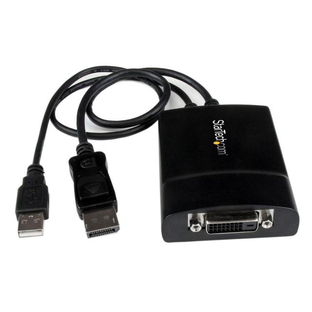 StarTech DisplayPort−DVI デュアルリンク アクティブ変換アダプタ ディスプレイポート/DP オス−DVI-D メス (19ピン) 2560x1600 ブラック USBバスパワー駆動 DP2DVID2