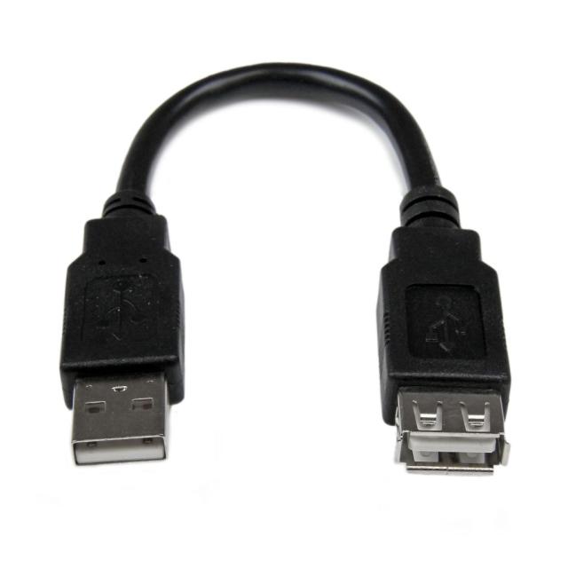 StarTech 15cm USB2.0延長アダプタケーブル USB A(オス)-USB A(メス) ブラック USBEXTAA6IN