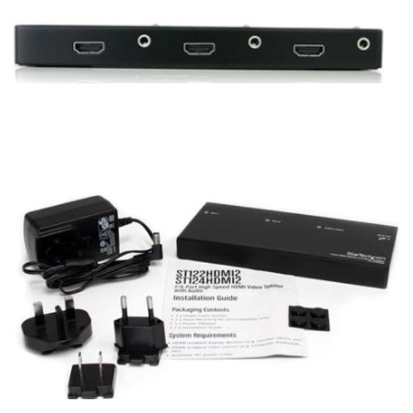 StarTech 2出力対応HDMIスプリッター分配器 3.5mmステレオオーディオ対応 1080p/1920x1200 ST122HDMI2