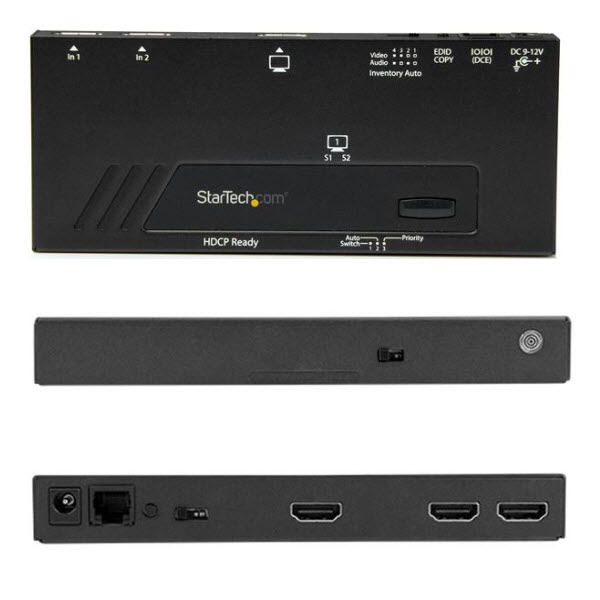 StarTech 2入力1出力HDMIディスプレイ切替器/セレクター 4K 2x1 HDMIスイッチ 高速・自動切替機能付き シリアルコントロール VS221HD4KA