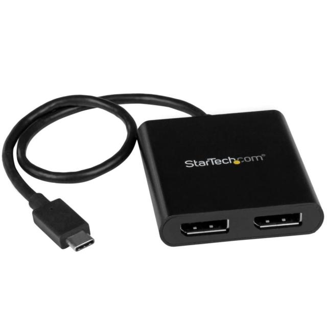 StarTech USB-C-2x DisplayPort 1.2 変換アダプター/4K30Hz/デュアルモニター/30cm一体型ケーブル/Windowsのみ/MSTハブ/マルチモニター ディスプレイポート 分配器/Type-C ディスプレイアダプター MSTCDP122DP