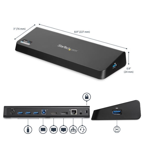 StarTech ドッキングステーション/USB Type-A接続/USB 3.0/デュアルモニター/4K HDMI・DisplayPort/4x USB-Aハブ/GbE USB3DOCKHDPC