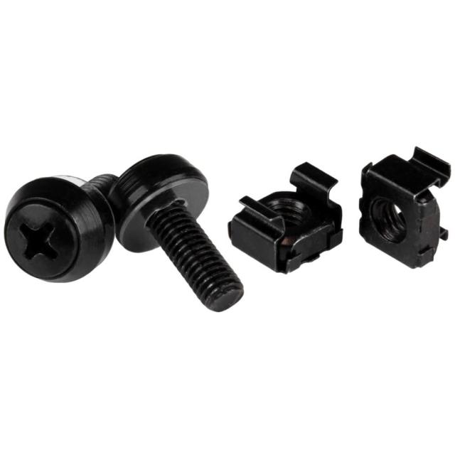 StarTech M6ネジ(12mm) &amp; ケージナット 100セット ブラック サーバラック/キャビネットへの取付け専用 CABSCREWM62B