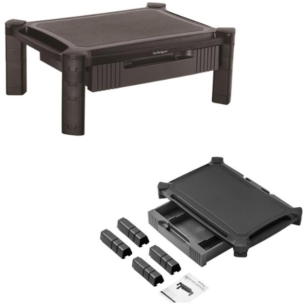 StarTech 高さ調整可能モニターライザースタンド 机上台ラック 横500mmx縦330mm 引き出し付きディスプレイスタンド 最大32インチモニタ対応/最大10kg MONSTADJDL