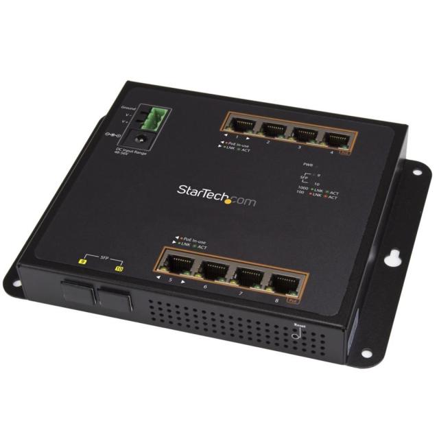 StarTech 8ポートPoE+給電機能付きギガビットイーサネット対応マネージスイッチ 2ポートSFP搭載 ウォールマウント対応 GbE対応スイッチングハブ IES101GP2SFW