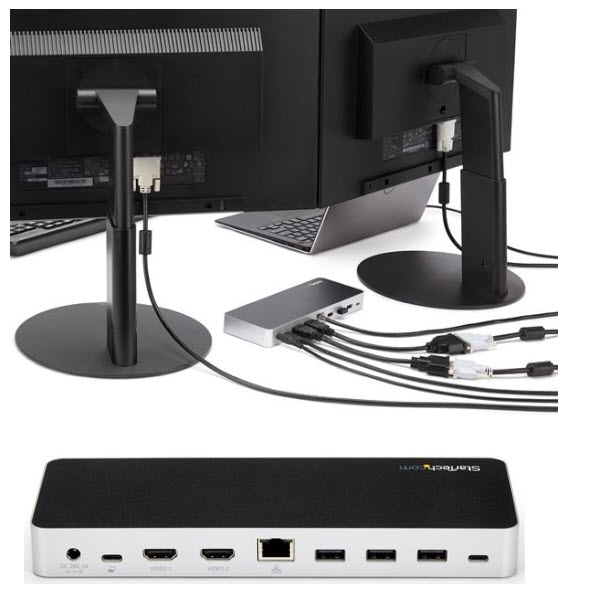 StarTech ドッキングステーション/USB Type-C接続/USB 3.1 Gen 1/デュアルモニター/HDMIまたはDVI/60W USB PD/4x USB-A、1xUSB-C ハブ/GbE/3.5mmオーディオ/Windows MST30C2HHPD