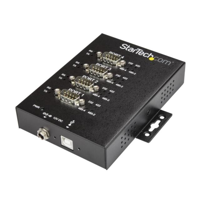 StarTech USBシリアルハブ/USB 2.0/4ポート/RS232、422、485/Windows、Linux、macOS/DINレール設置対応/産業用IP30メタル筐体 ICUSB234854I