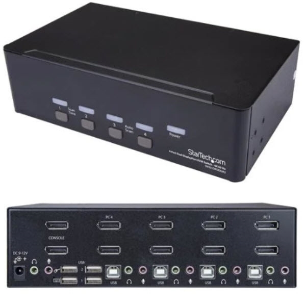 StarTech 4ポート デュアルDisplayPort KVMスイッチ 4K/60Hz DisplayPort 1.2 対応PC/CPU/パソコン切替器 パソコン4台の制御に4K/60Hzディスプレイ2台の機能を追加 SV431DPDDUA2