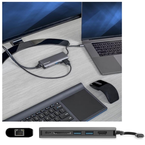 StarTech マルチポートアダプター/USB-C接続/シングルモニター/4K30Hz HDMI/60W USB PDパススルー/3x USB 3.0ハブ/ギガビットイーサネット 有線LANポート/SD & SDHCカードリーダー/Thunderbolt 3対応/Type C 多機能 ドッキングステーション DKT30CSDHPD3