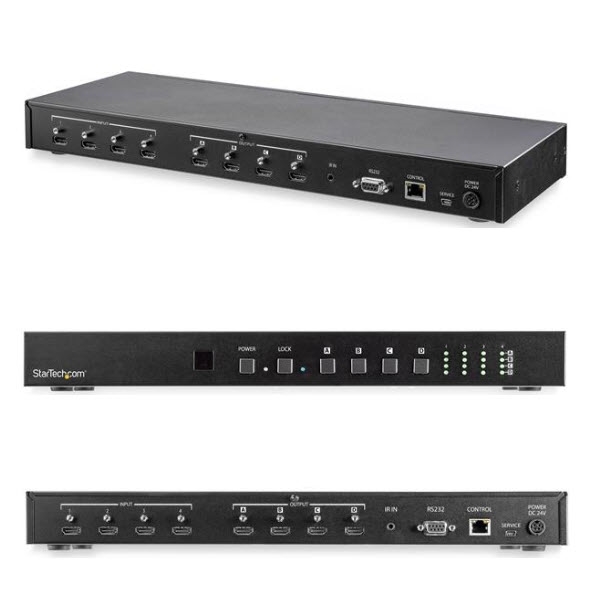StarTech ビデオスイッチャー/4入力4出力/4K60Hz HDMI/オーディオ&イーサネット制御/4x4 HDMI分配器 ハブ セレクター スプリッター/HDMI マトリックススイッチ 切替機 VS424HD4K60