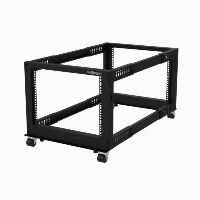 StarTech サーバーラック/オープンフレーム型/8U/4ポスト/19インチ/奥行き56.0〜101.7cm/積載重量544kg/EIA/ECA-310-E準拠/キャスター&アジャスター脚/AV ネットワーク通信 ITコンピューター機器用データセンター 小型ラック 4POSTRACK8U